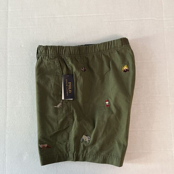 Polo Ralph Lauren Men Sz Large Voyager Embroidered Trail Shorts Olive Green - Picture 6 of 8